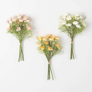 Sullivans Artificial Bleached Ranunculus Bush Set of 3, 15"H Multicolored - 1 of 4