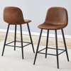 Vynxaria Brown Techno-Fabric Bar Chairs Set of 2 - 2 of 4