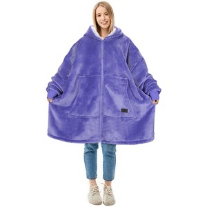 Solaris Full Fleece Zip-Up Blanket Hoodie Woman Sweatshirt, Large Wearable Flannel Blanket Pullover, Warm Outerwear for Women Men Girls Boys, Gifts - 1 of 4