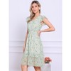 Allegra K Women's Floral Flutter Sleeves V Neck Smocked Ruffle Sundresses - 2 of 4