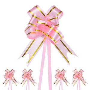 Unique Bargains Plastic Durable Glossy Appearance Waterproof Gift Wrap Satin Pull Bows 100 Count - 1 of 4