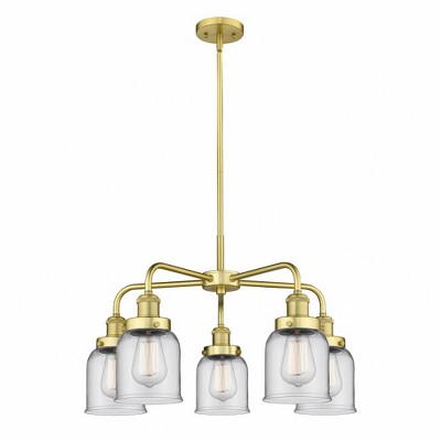 Bell - 5 Light Stem Hung Chandelier In Art Deco Style-14.75 Inches Tall and 23 Inches Wide