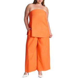 ELOQUII Women's Plus Size Easy Wide Leg Linen Pant - 1 of 4