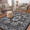 Modern Geometric Trellis Area Rug Machine Washable Vintage Medallion Carpet, Stain Resistant Non-Slip Distressed Floor Cover for Living Room Bedroom - 2 of 4