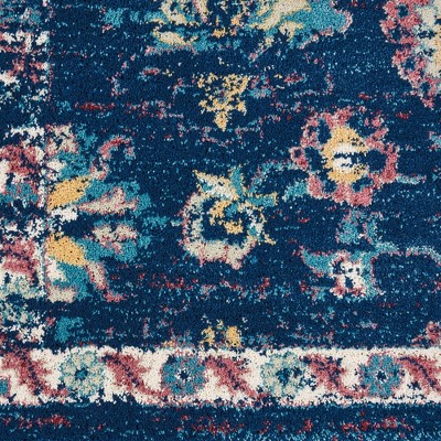 Elegant Fusion Floral Blue Rectangular Area Rug 7'10" x 10'6"