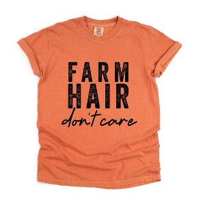 Simply Sage Market Women's Farm Hair Don't Care Short Sleeve Garment Dyed Tee - 1 of 4