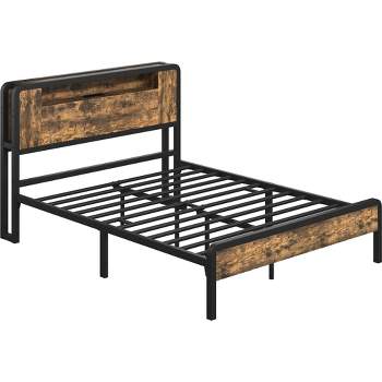 Yaheetech Metal Platform Bed Frame with Wooden Headboard