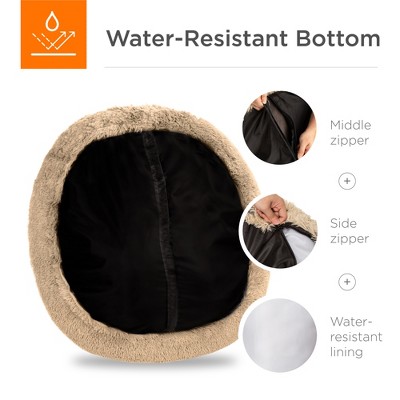 X-Large Brown Faux Fur Donut Calming Pet Bed
