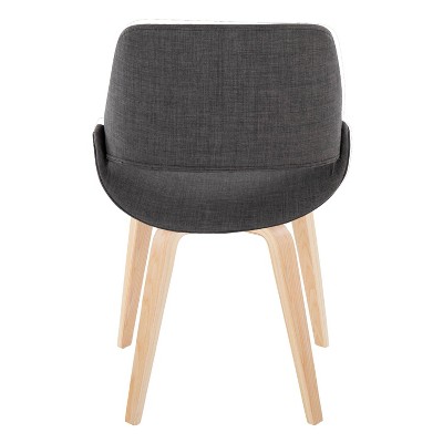 Charcoal Faux Leather Upholstered Side Chair with Natural Wood Legs