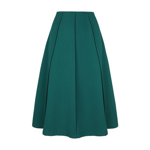 Allegra K Women's High Waist Stretch A-line Pleated Flared Skirt Teal X ...