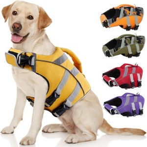Kuoser Dog Life Jacket with Reflective Stripes, Adjustable High Visibility Dog Life Vest Ripstop with High Flotation Swimsuit - 1 of 4