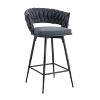 gray 2-pack swivel bar stools with breathable cotton-linen cushions and rust-proof electroplated metal frames. - 3 of 4