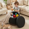 Bekrvio Swivel Storage Ottoman,Acacia Wood Wood Frame, Leather Upholstered Round Footstool, Hidden Storage Pouf for Living Room - 2 of 4