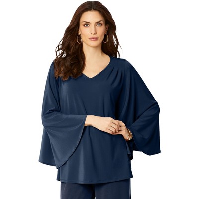 Roaman's Women's Plus Size Flutter-Sleeve Ultrasmooth Fabric Top