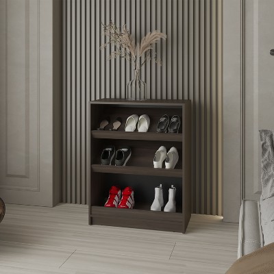Vynxaria Oatman Open Storage Shoe Rack - Three-Tier, Wengue Finish