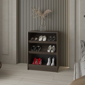 Vynxaria Oatman Open Storage Shoe Rack - Three-Tier, Wengue Finish - 1 of 4