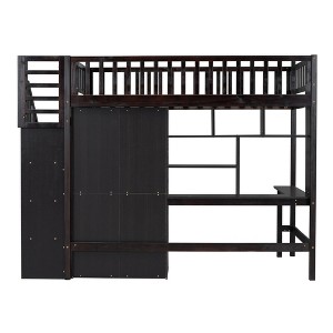 TiramisuBest Twin Loft Bed with Stairs & Built-In Storage (Bookshelf/Drawers/Desk/Wardrobe), Space-Saving for Kids/Teens (Gray) - 1 of 4