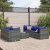 vidaXL Patio Lounge Set with Cushions Sectional Sofa Garden Backyard Poly Rattan - Gray and Blue 5 Piece - 2 of 4