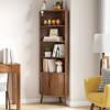 MOEPISY 5-Tier Corner Shelf, 66.73inch Tall Modern Corner Bookshelf, 5 Shelf Bookcase with 2 Fluted Doors - 3 of 4