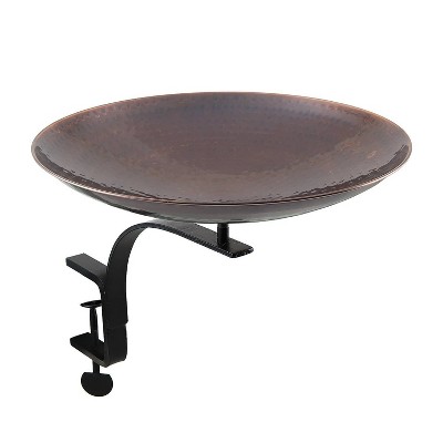 13" Burnt Copper Birdbath with Rail Mount Bracket Antique Finish - ACHLA Designs