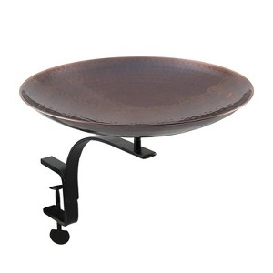 13" Burnt Copper Birdbath, Rail Mount Bracket, Antique Finish, Weather-Resistant - ACHLA Designs: No Assembly, Iron & Steel Construction - 1 of 4