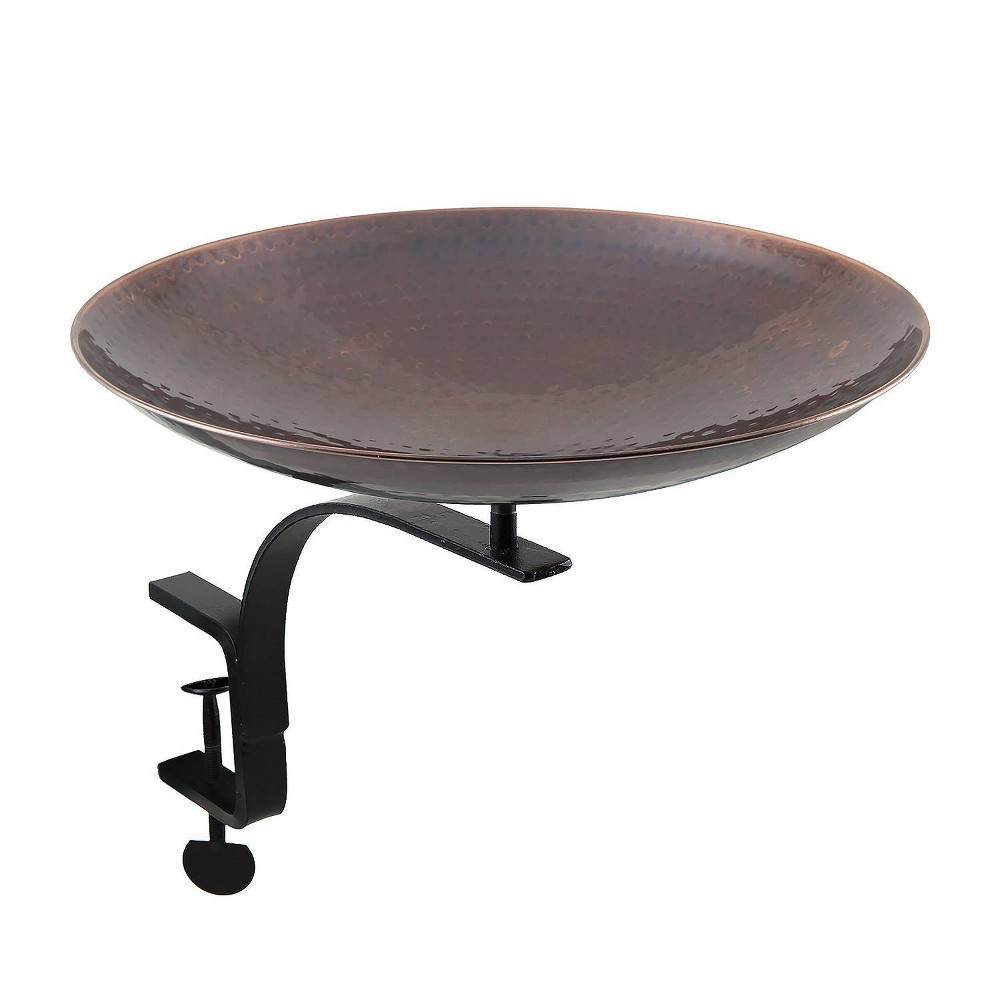 Photos - Other interior and decor 13" Burnt Copper Birdbath, Rail Mount Bracket, Antique Finish, Weather-Res