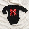 The Juniper Shop Coquette Christmas Snowflake Bow Baby Long Sleeve Bodysuit - 2 of 3