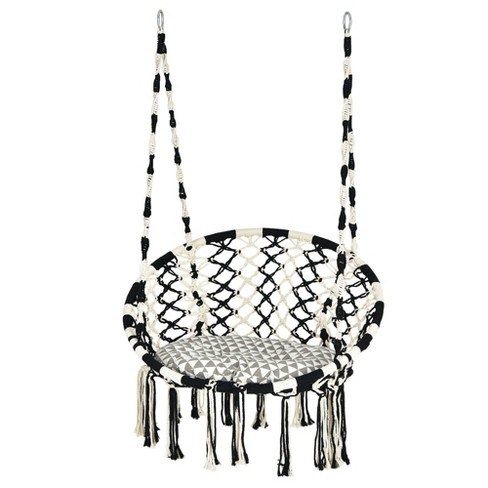 White macrame swing online chair