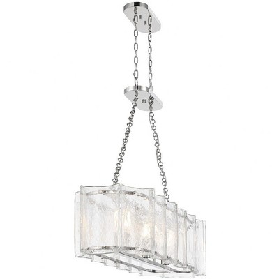 Polished Nickel 3-Light Linear Chandelier with Clear Glass Shade