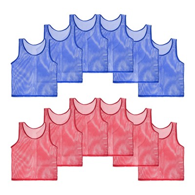 12-Pack Soccer Scrimmage Vests - Colorful Polyester Training Pinnies For Children & Youth Sports