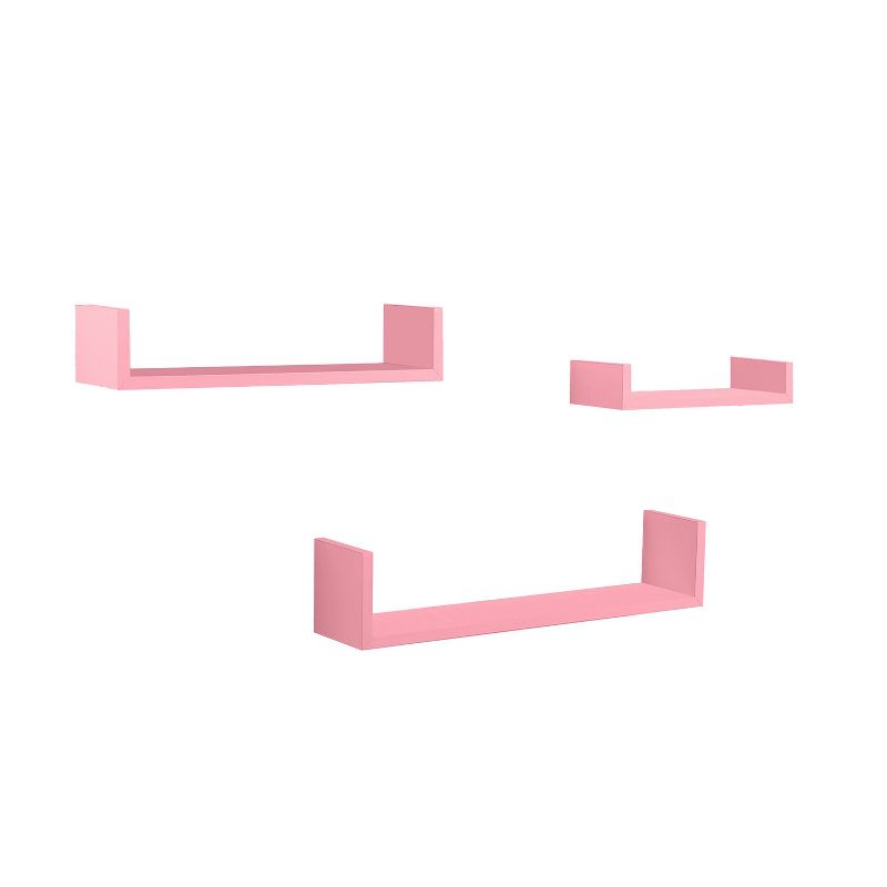 Set of 3 Picture Ledge Shelf for Kids&#39; Room Pink - InPlace, 1 of 9