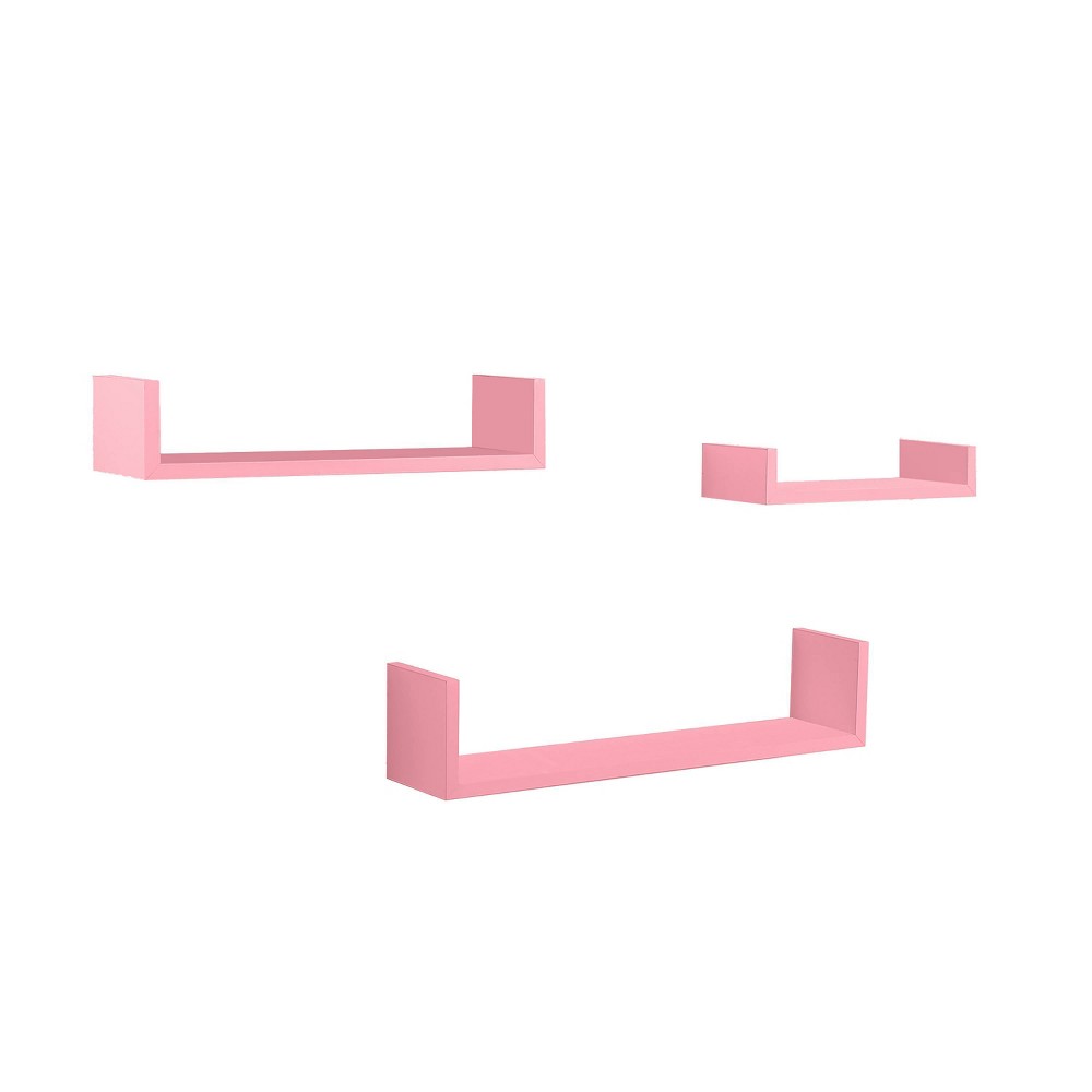 Photos - Kids Furniture Set of 3 Picture Ledge Shelf for Kids' Room Pink - InPlace