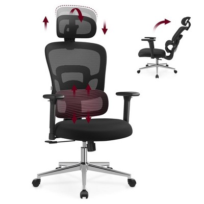 VASAGLE Ergonomic Office Chair, High Back Desk Chair, Mesh Computer Chair with Height Adjustable Lumbar Support, Adjustable 3D Headrest Ink Black