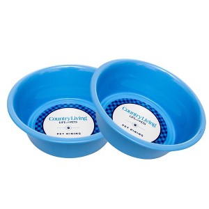 Country Living Set of 2 Coated Stainless Steel Heavy-Duty Dog Bowls – Available in 3 Colors (32oz Each) - 1 of 4