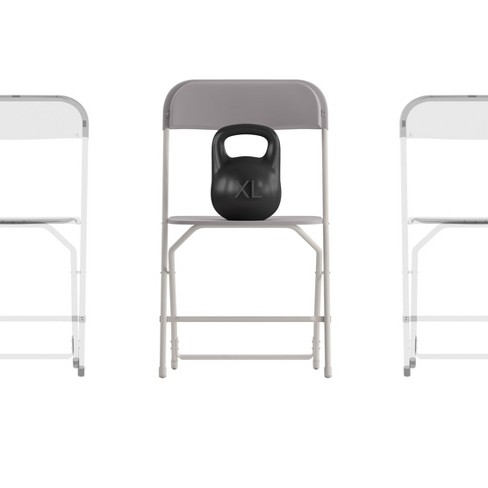 Flash Furniture Hercules Big and Tall Commercial Folding Chair Extra Wide 650LB. Capacity Durable Plastic Gray 4 Pack