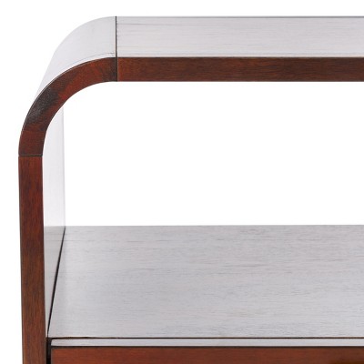 Walnut and Natural Rattan 1 Drawer Nightstand