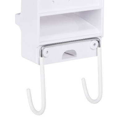 White Plastic Wall Mount Iron and Ironing Board Organizer