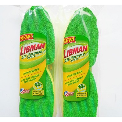 Libman All-Purpose Cleaning Sponge Refill Pads Non-Scratch (4 count) Made in USA Scrubbing Dishwashing