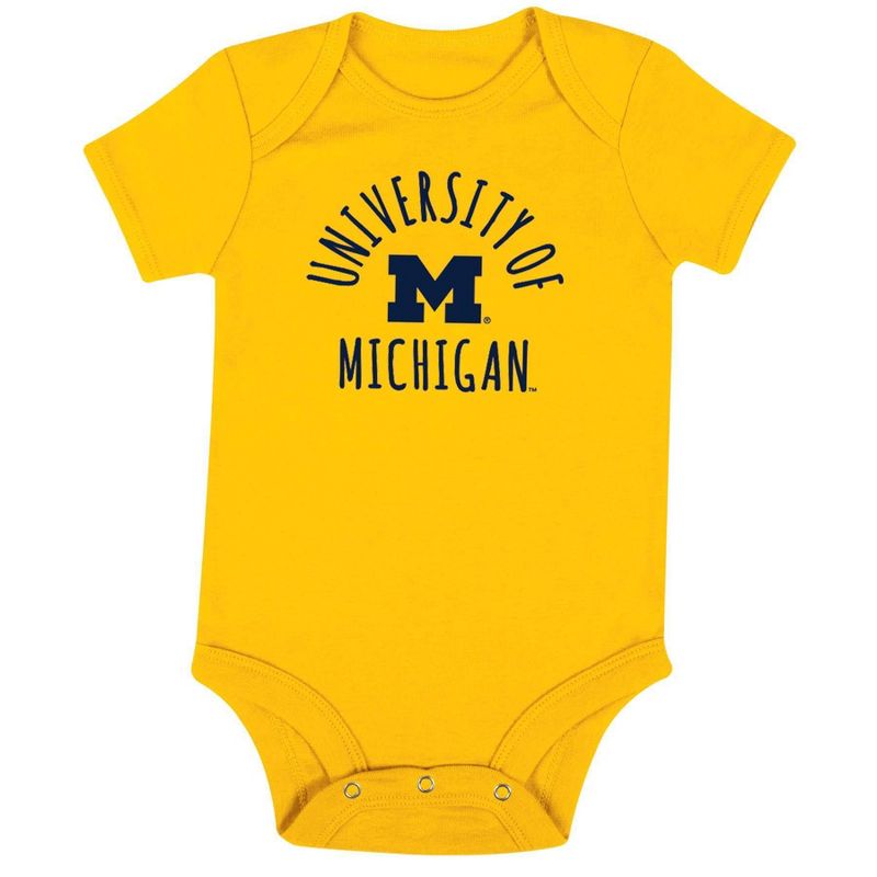 NCAA Michigan Wolverines Infant Boys&#39; Short Sleeve 3pk Bodysuit Set, 3 of 5
