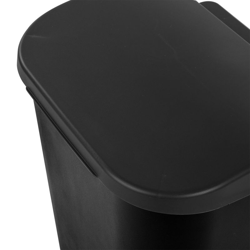 Sterilite 11.3 Gallon D Shape Flat Side Lift Top Lid Wastebasket Trash Can for Kitchen, Home Office, and Garage, or Workspace, 3 of 7