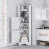 Tall Bathroom Corner Cabinet, Freestanding Storage Cabinet with Doors and Adjustable Shelves, White - 2 of 4