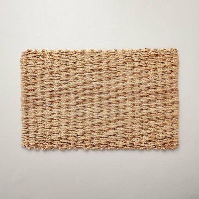 26L x 18W Woven Jute & Cotton Dish Drying Mat w/ Quilted Terry Cloth  Insert & 2 Coconut Shell Buttons, Natural