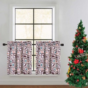 Christmas Small Kitchen Tier Curtains and Valanve Curtains with Animals Print - 1 of 4