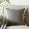 20" Orange And Tan Cotton Color Block Throw Pillow with Fringe - 2 of 4