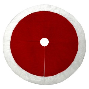 Haute Decor 54" Burgundy Velvet Christmas Tree Skirt - 1 of 4