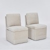 Set of 2 Linen Upholstered Armless Dining Chairs with Casters and Hidden Storage,Modern Versatile Seating for Dining Room Office-Coolbibila - 2 of 4