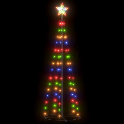 vidaXL Christmas Cone Tree Decoration Artificial Christmas Tree with LEDs - Multicolor 5 x 2 ft