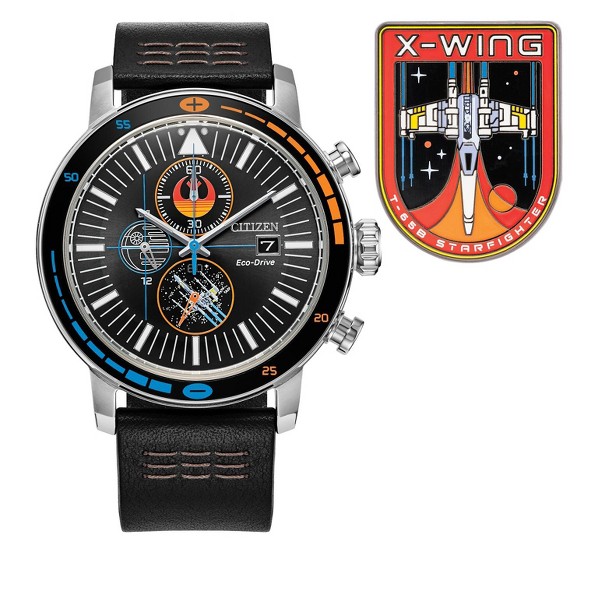 Reloj Citizen Eco-Drive Rebel Pilot para hombre, correa de piel negra, esfera negra