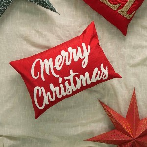 SEVOBAL Bed Pillows Uniquely Handcrafted Noel Themed Beaded Pillow Perfect for Elevating Holiday Home Decor, Cozy Gift for the Season, Red, 25"*17"*3" - 1 of 4
