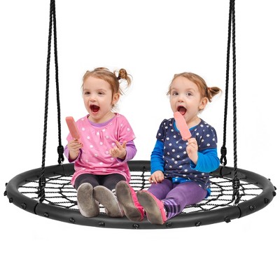 Costway 40'' Spider Web Tree Swing Set w/ Adjustable Hanging Ropes Kids Play Set BlueGreenOrange